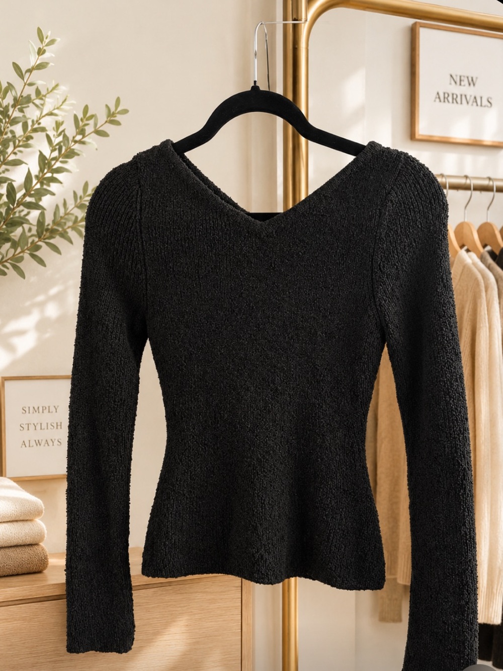 H&M Black Knit Long Sleeve Sweater Size XS